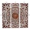 Brown Wood Handmade Intricately Carved Floral Wall Decor with Mandala Design Set of 3 22", 48"